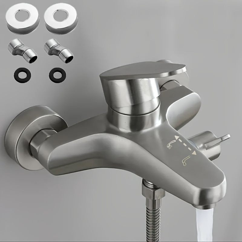 Image of 304 Stainless Steel Bathroom Shower Faucet Mixer Tap, Hot And Cold Bathroom Mixer Tap Bathtub Faucet Shower Faucet Set