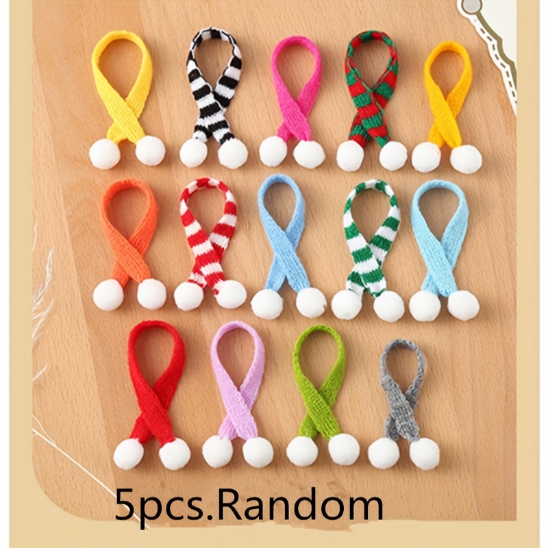 TEMU 5pcs Colorful Knitted Scarves, Diy Figurines Mini Scarves Christmas Day Diy Beverage Cup Figurines Scarves Mini Decorative Ball Scarves, Diy