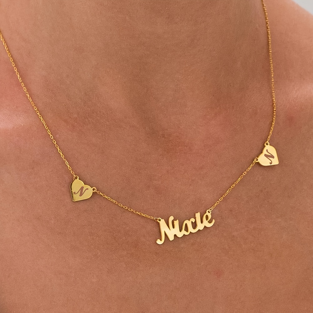 Personalized Stainless Steel Necklace with Heart and Name Pendant