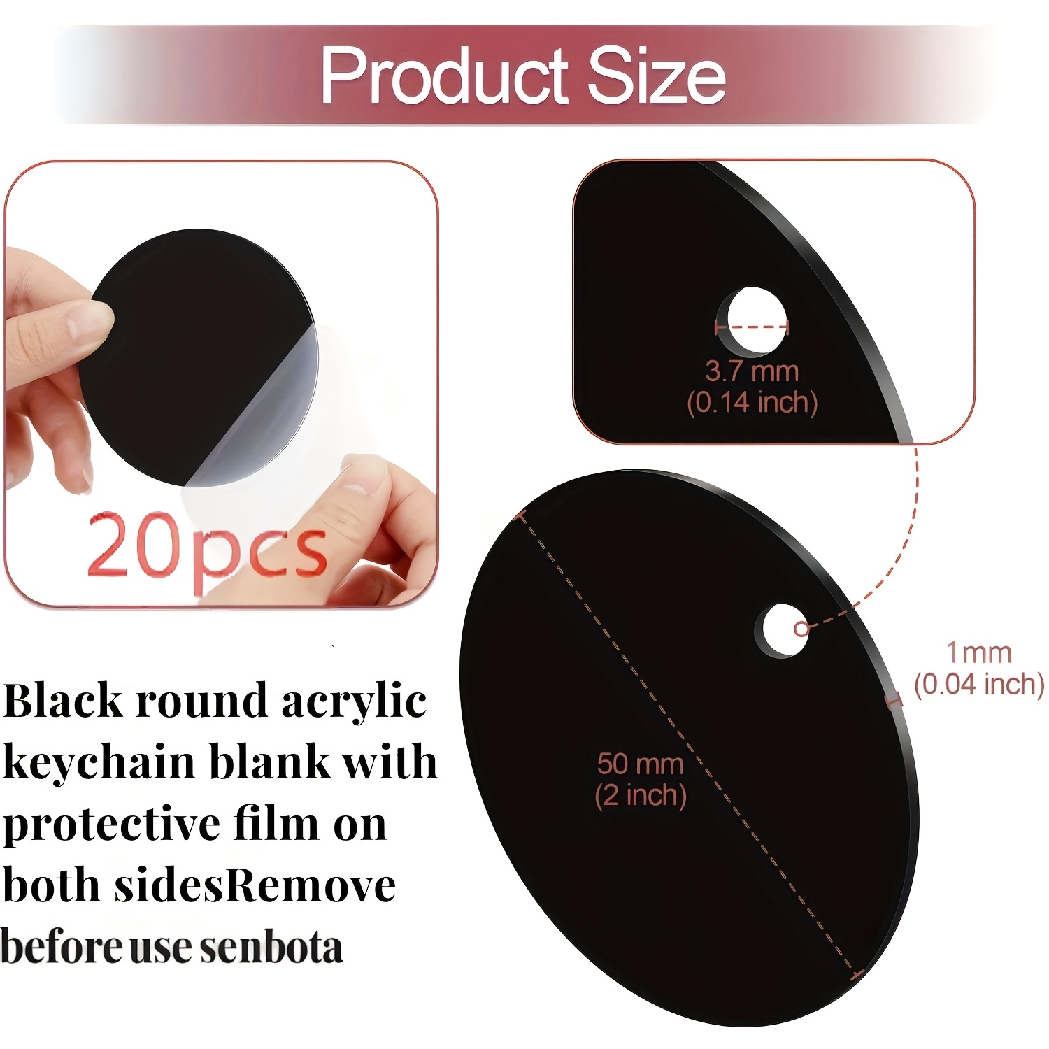 TEMU Lot de 20 cercles vierges en acrylique , porte-clés ronds non , ornements de Noël vierges pour peinture sur vinyle, accessoires de porte-clés à