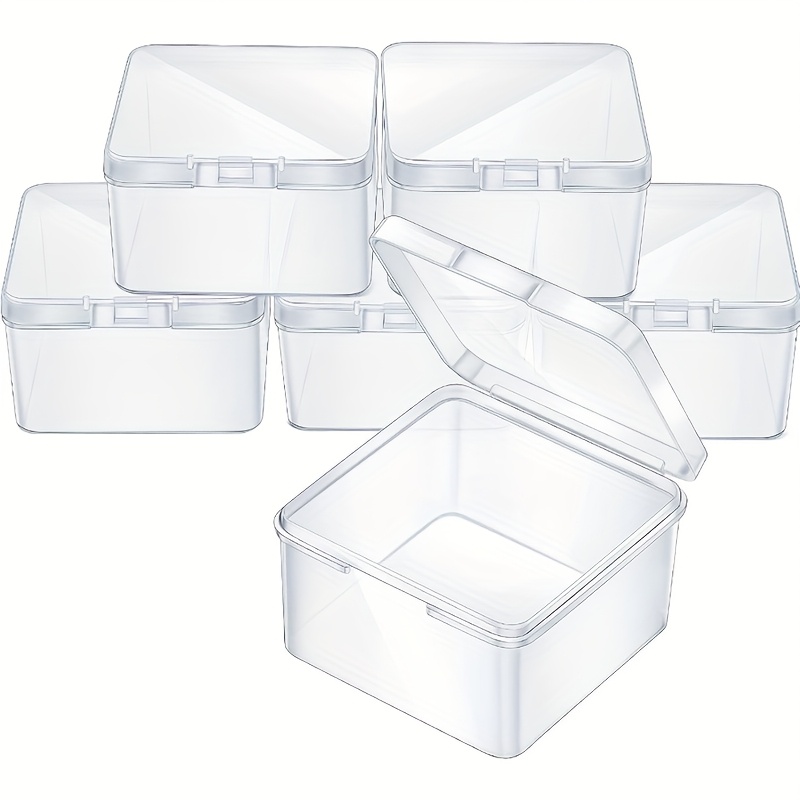 TEMU Boîtes de rangement en plastique 50/30/6 avec couvercles - Boîte de rangement multifonctionnelle empilable, conteneur carré transparent avec