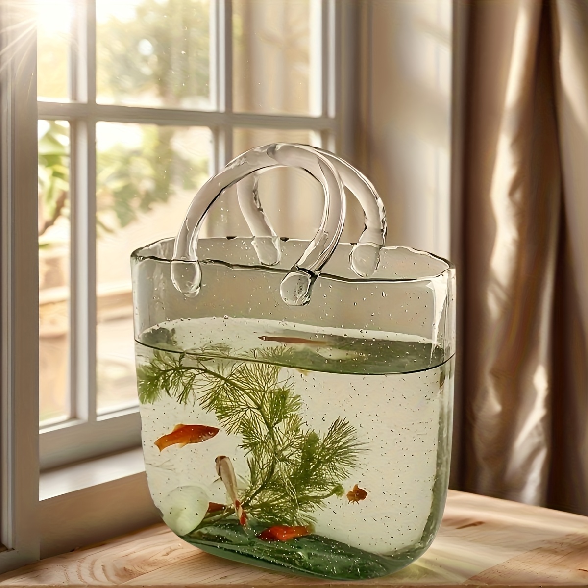 1pc creative handbag handbag glass bottle multi purpose glass fish tank transparent hydroponic box dining table office desktop decoration vase holiday gift for girlfriend and mother non electric Product details 4