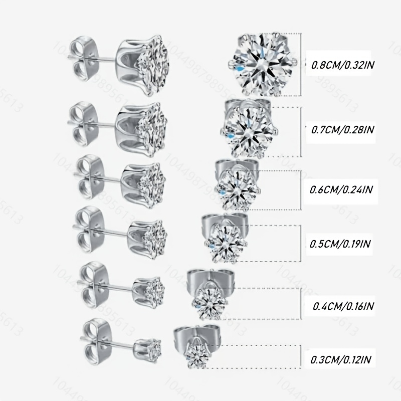 6 Pair Easy Stud Earrings Set, Versatile Styles