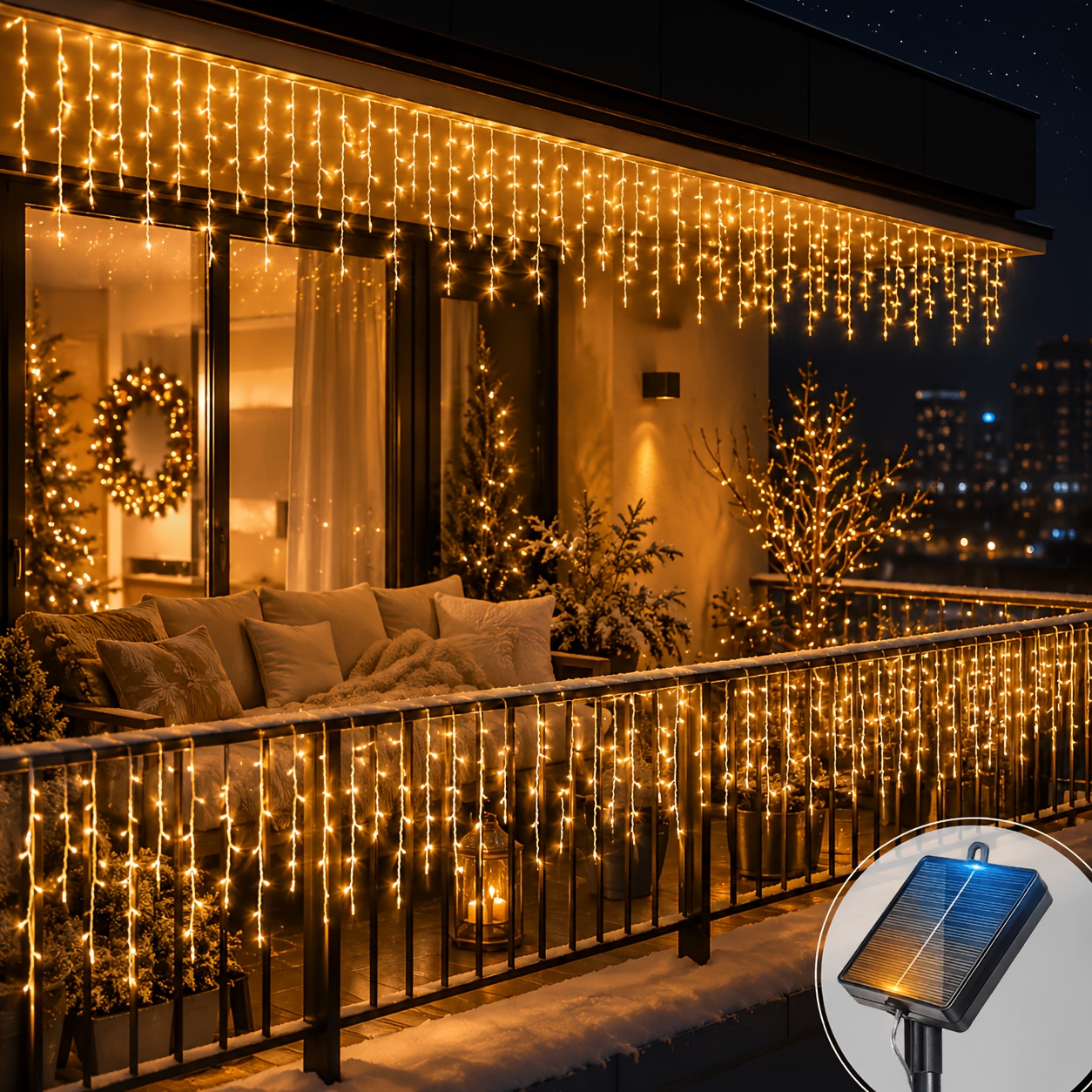 TEMU Christmas Icicle Lights, 100/190 Leds Warm Fairy Lights, Led Light Suitable For Bedroom, Courtyard, Living Room, Garden, Wedding, Party Favors,