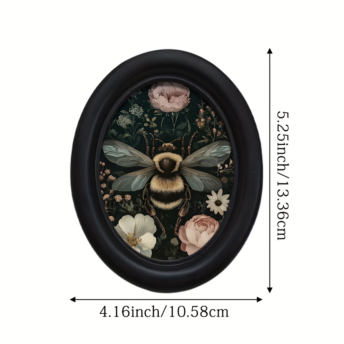 TEMU 1pc Of An Oval Wooden Photo Frame Featuring (4.16*5.25), Designed In A Gothic Style, Perfect For Desktop Or Wall Display, Ideal For Home And