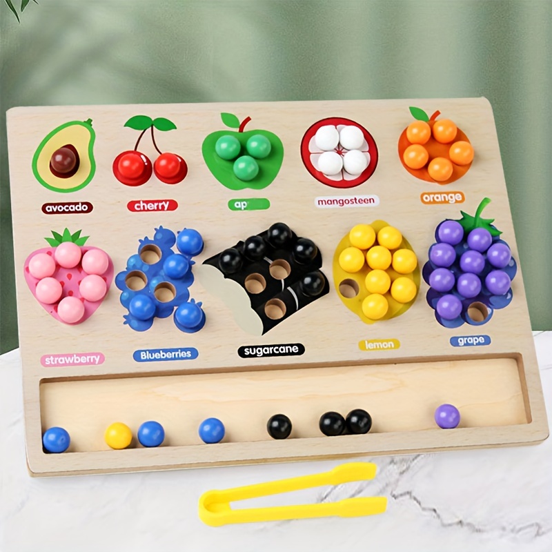 Fruit Color Sorting Clip Bead Toy Training Fine Motor Early - Temu