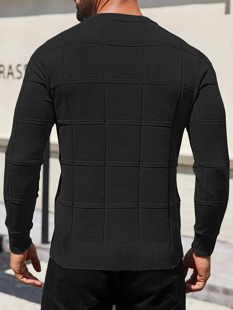 mens heavyweight 100 polyester sweater solid grey round neck long sleeve pullover with h shape silhouette ribbed neckline machine washable casual formal wear durable everyday layering essential Product details 4