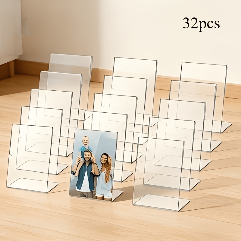 TEMU 11/32pcs Of Acrylic Upright Sign Holders, Upright And Transparent Frames, Menu Tabletop Holders, Suitable For Desktop Displays, Weddings,