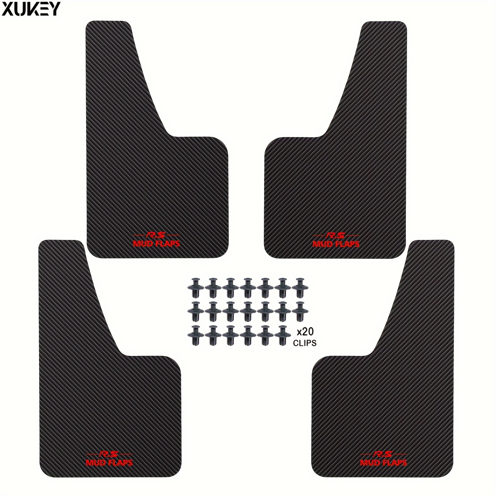 Image of Xukey 4pcs/set Car Universal Fiber Effect Splash Guards Mud Flaps Molded Mudguards Fender Cover Front Rear Styling Accessories Small Size: 36cmx21cm/14.17inch/8.27inch Check Size Before Purchase