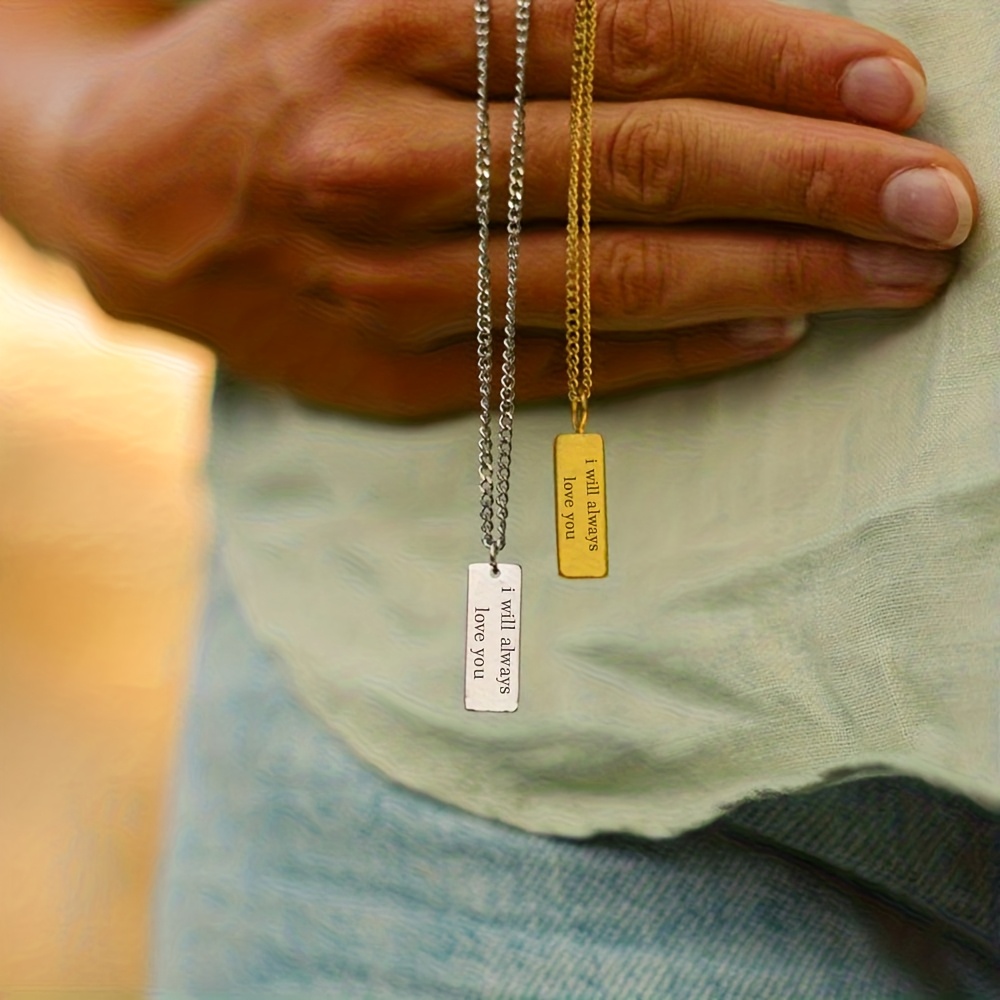 Custom Rectangular Pendant Necklace, Personalized Gift