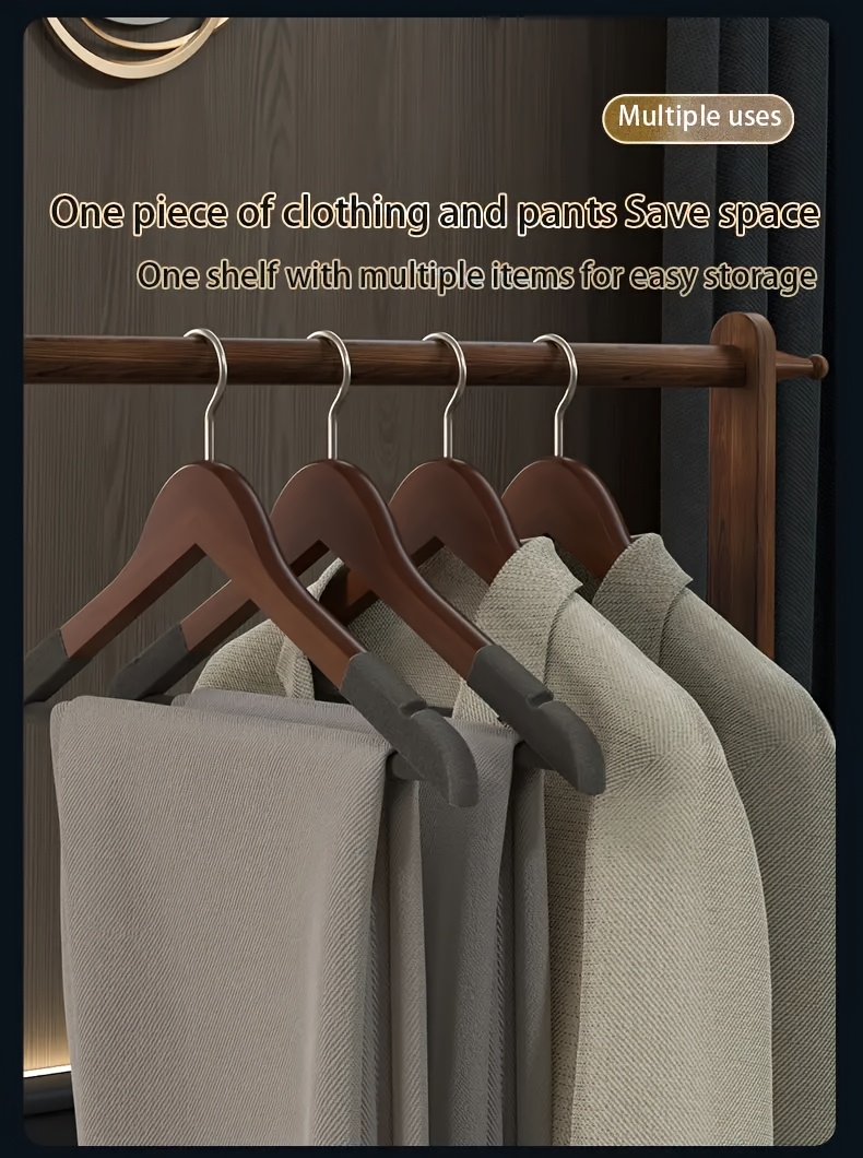 8 High-Quality Velvet Wooden Hangers Made of Maple, Designed for Men'S Suits - Non-Slip Hangers - Luxurious Natural Wood And Velvet Hangers for Hanging Pants, Suits, Dresses, And Skirts - Featuring Non-Slip Chrome Hooks, Shoulder Notches