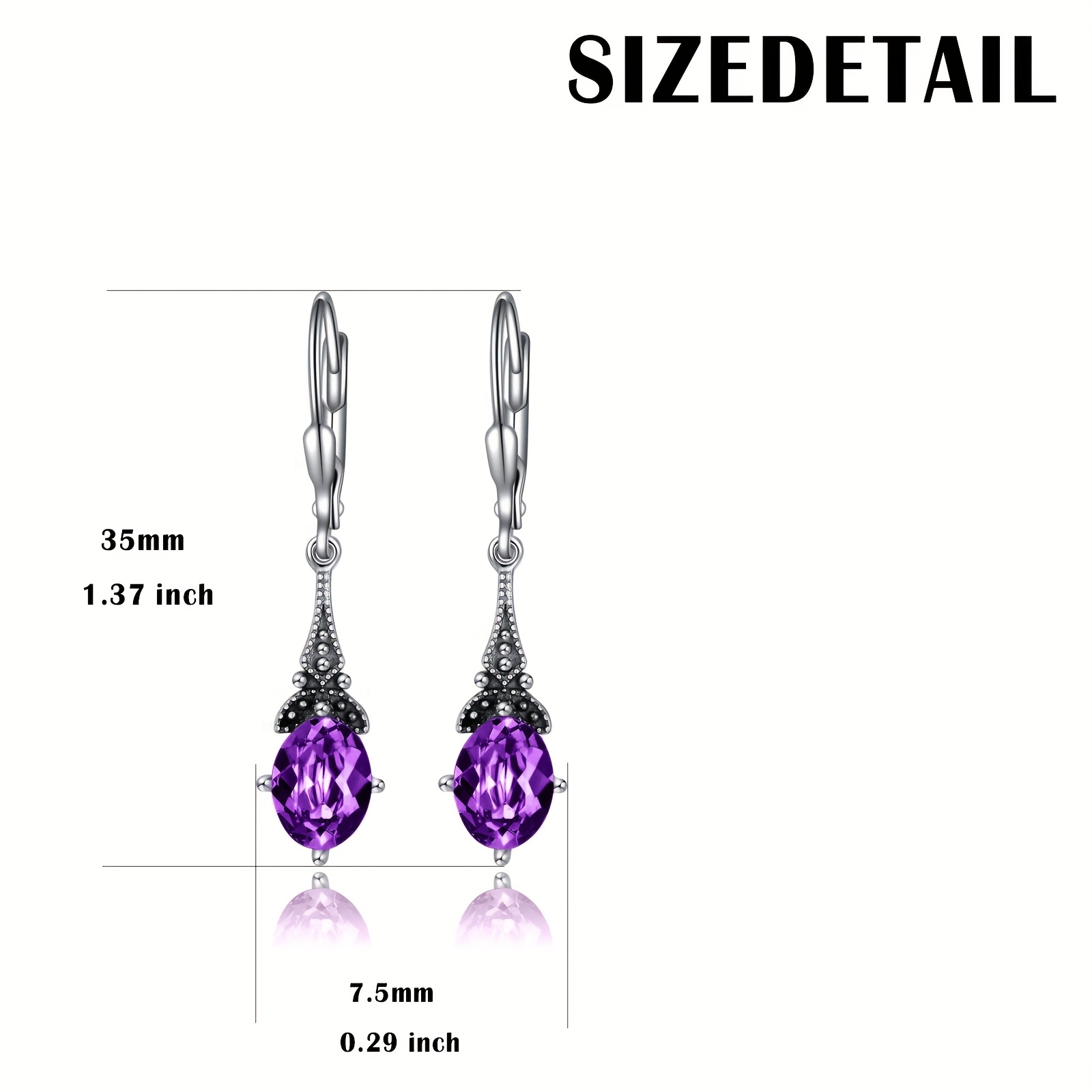   birthstone earrings 925 sterling silver vintage leverback retro drop earrings birthday jewelry gifts for women Product details 3