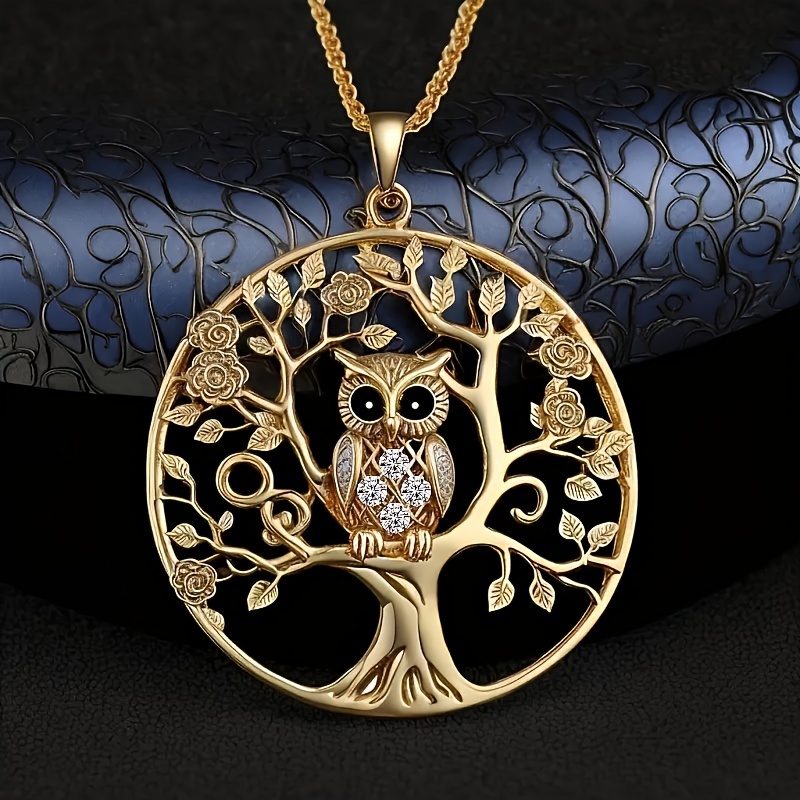 TEMU Exquisite Hollow Animal Golden Round Pendant Necklace Jewelry Accessories Gift For Men And Women