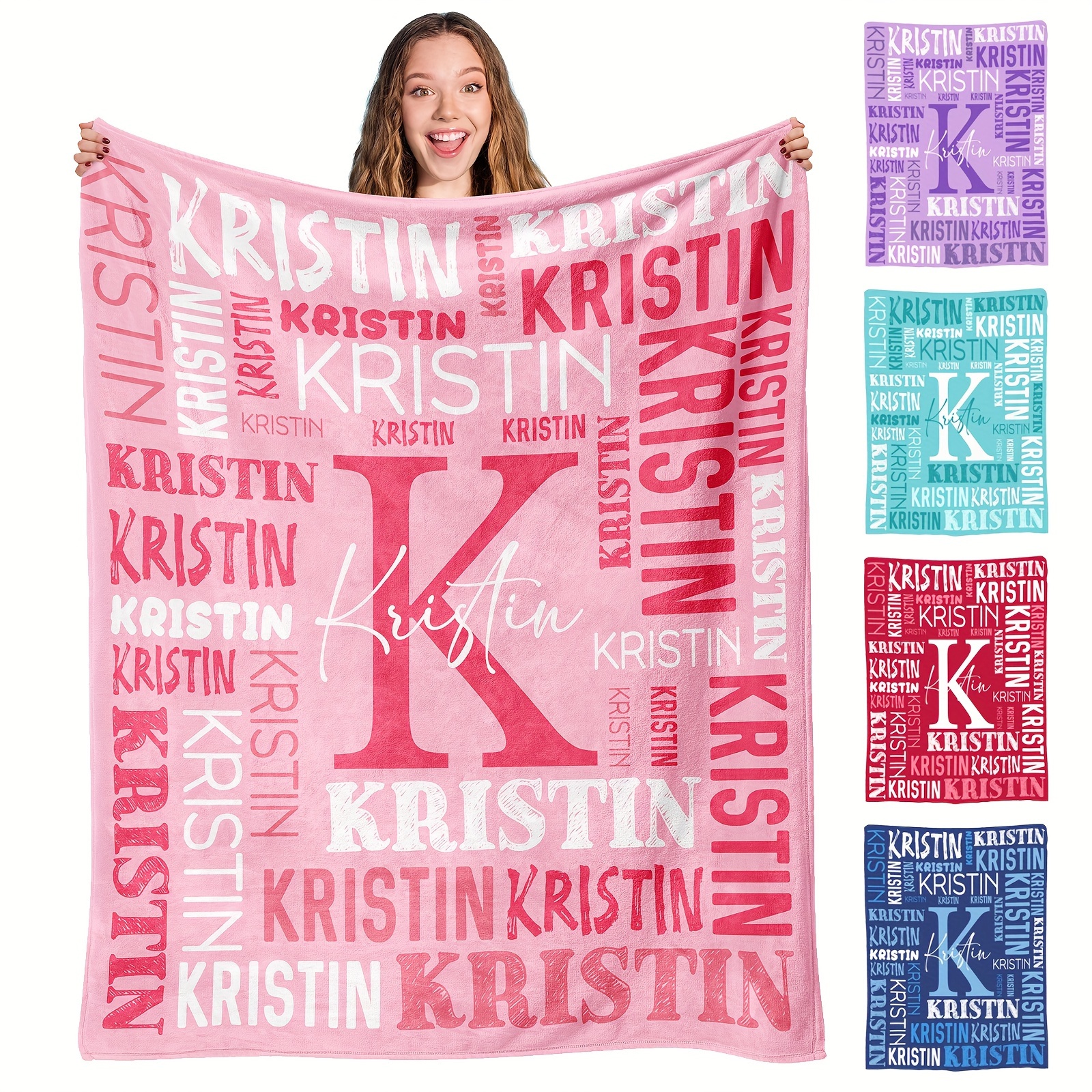 

1pc Cozy Personalized Polyester Throw Blanket - Custom Name Fabric, Rectangle, Ideal For Bedroom, Sofa, Christmas, Birthdays, Valentine's, Graduation Gifts