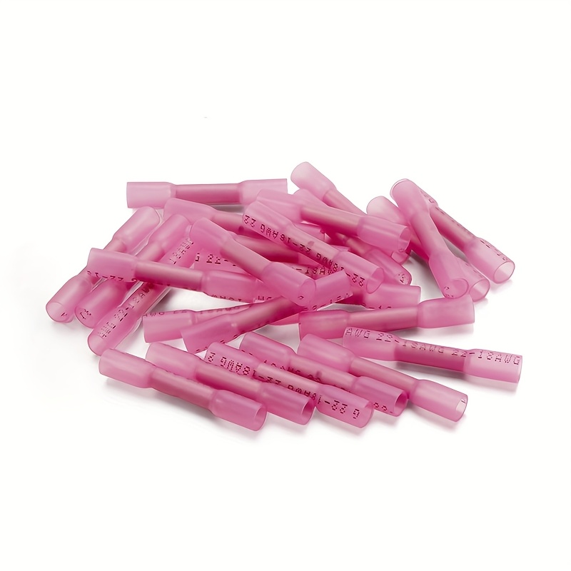50pcs Polyolefin Coupling Connectors, Size 22-18, Red Crimp Terminal For Automotive Aluminum