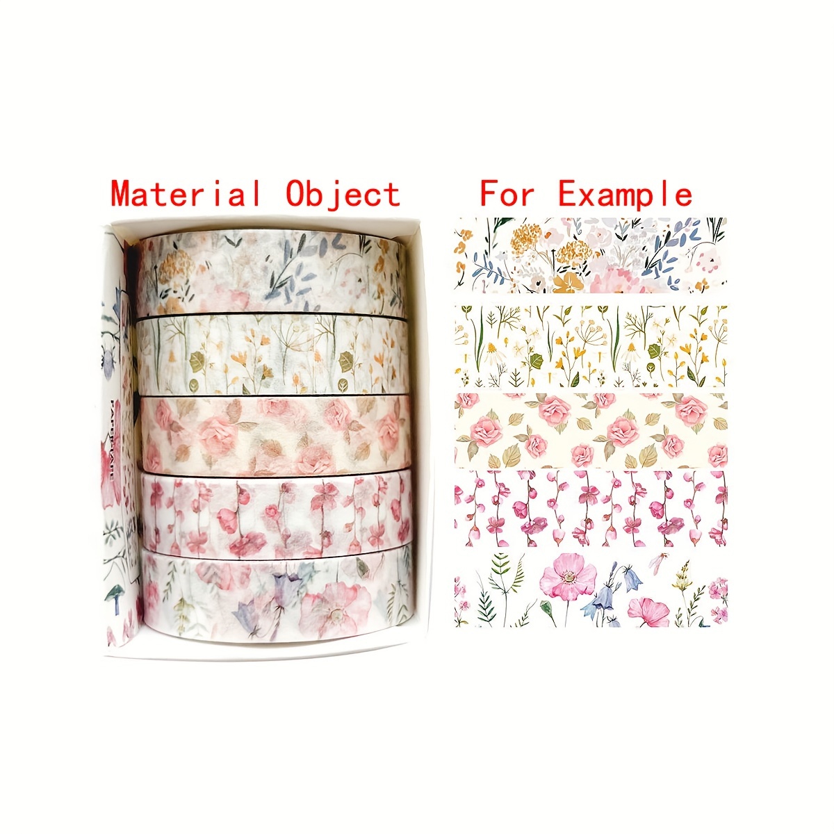Image of 5 Rolls Of Washi Tape With Exquisite Flower Series, Easy To Tear And Decorative Sticker Tape, Suitable For Diary, Photo Album, Planner And Party Decoration Tape