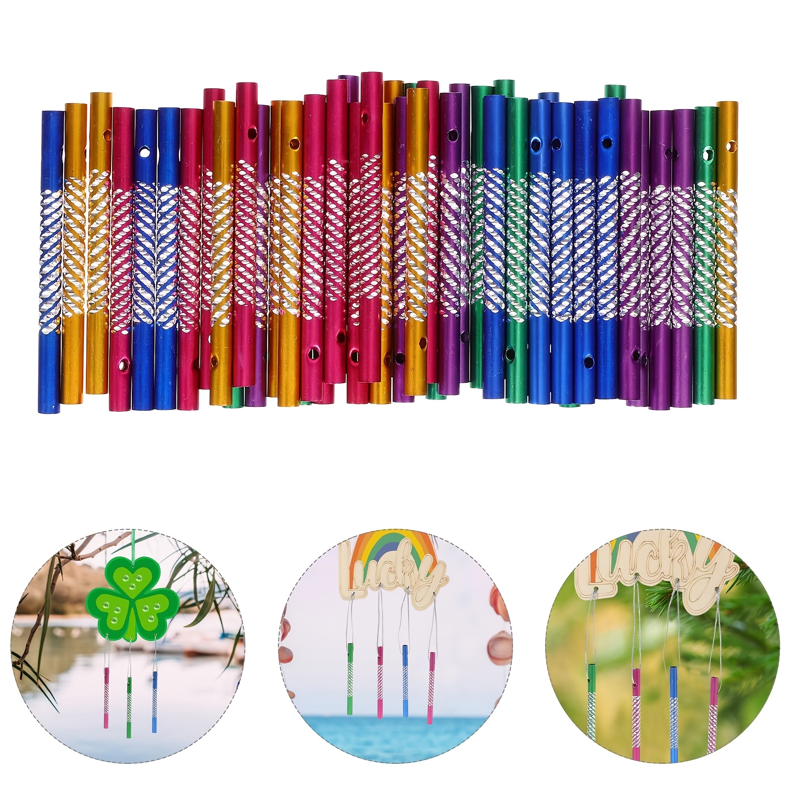 

100pcs Aluminum Wind Chime Tubes For Diy Crafts - No Battery Required, Material For Home And Outdoor Decor, Assorted Colors