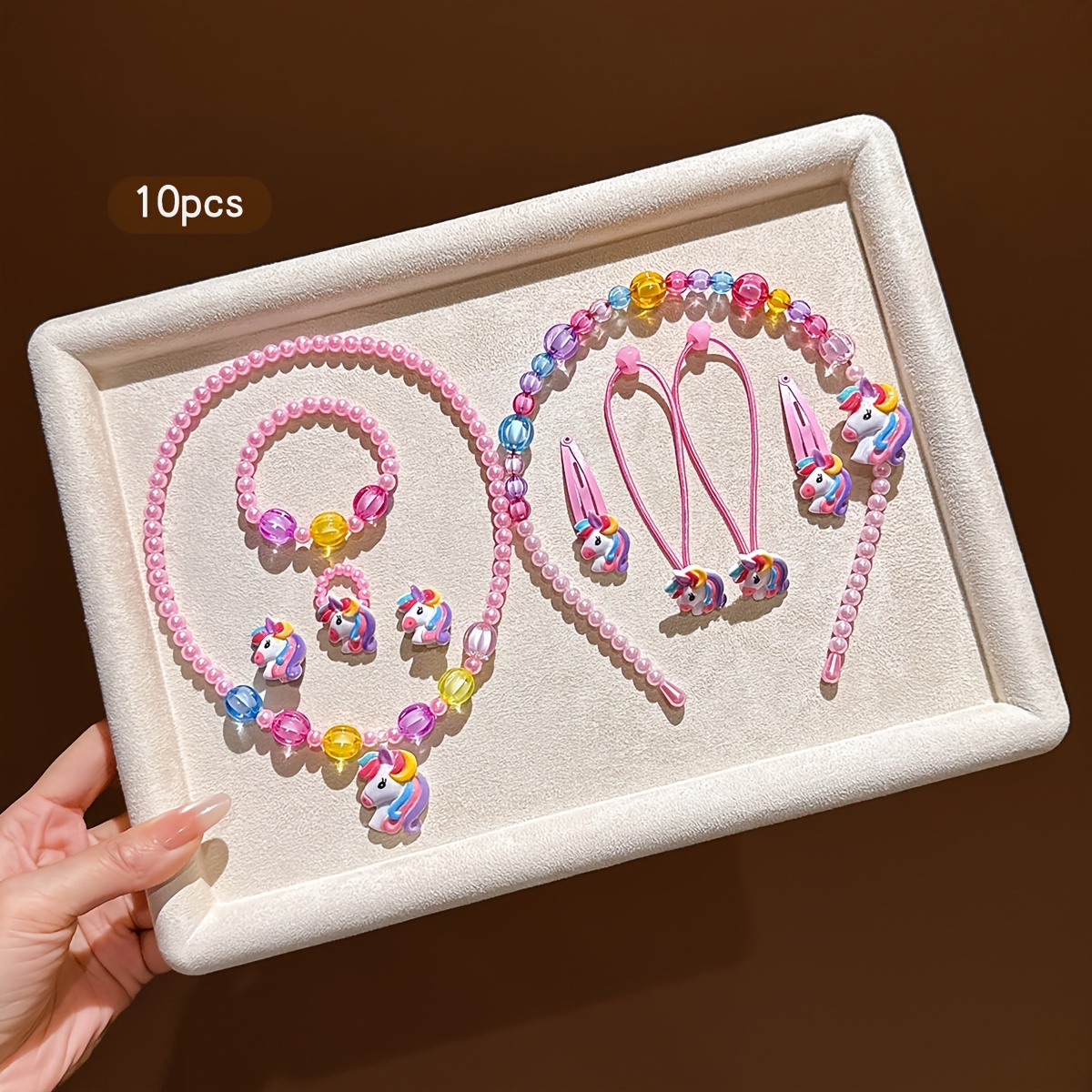 TEMU 10pcs Set: Necklace, Bracelet, Ring, Clip-on Earrings, Hair Ties, Scrunchies, Headband - Fashion Accessories Suitable For Daily Wear