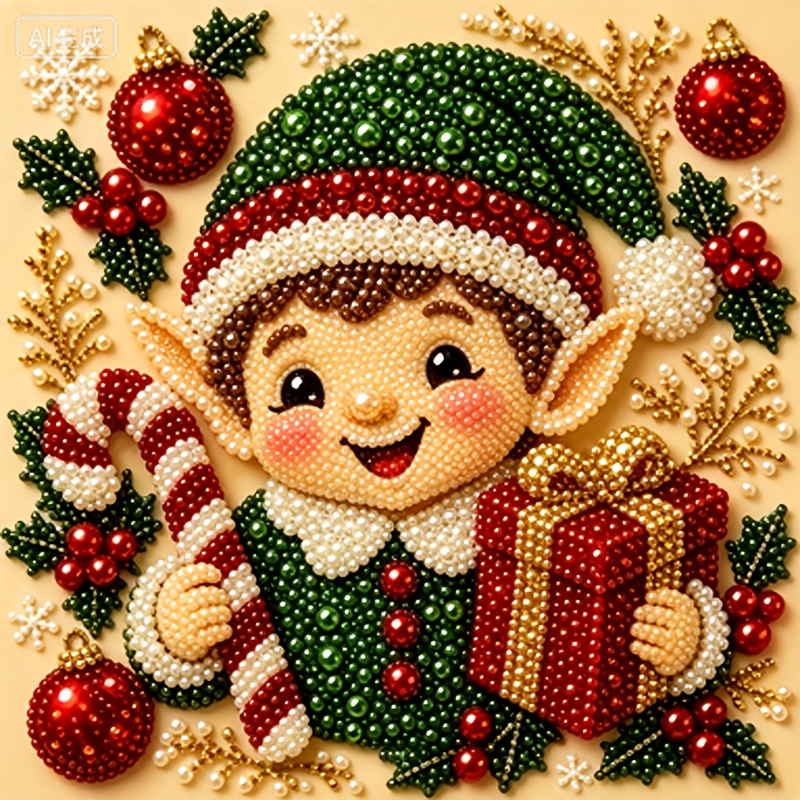 TEMU Christmas Pearl Art Painting Set - 11.8x11.8in, Including Round Pearls, Clear Symbols, Full Set Of Tools And Spare Pearls. Frameless, Suitable