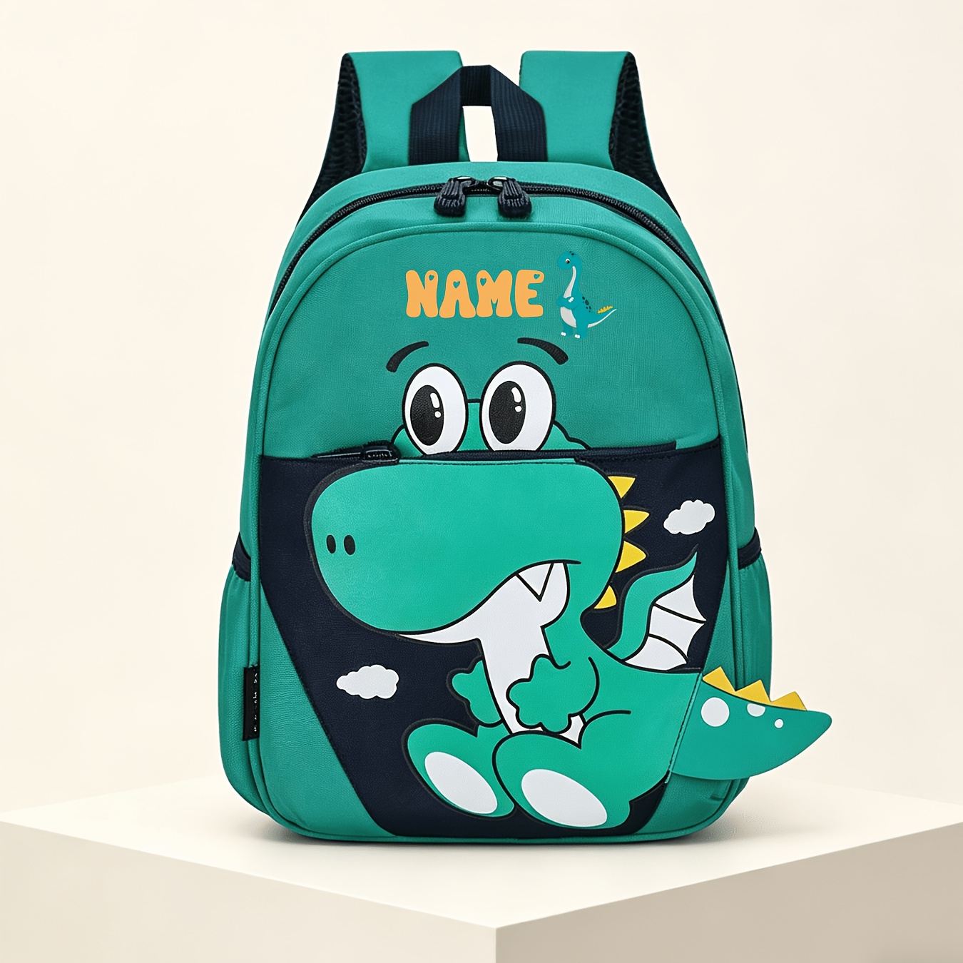 TEMU Personalized Name/text Dinosaur Backpack With 3d Triceratops Print - School Suitable For Travel,, Birthday Gifts, Adjustable Straps & Zipper
