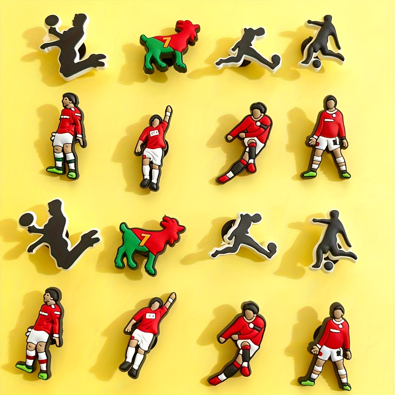 TEMU 16 piezas de adornos duraderos para zapatos con diseño de dibujos animados de fútbol, ideales para regalos de decoración navideña, adornos para