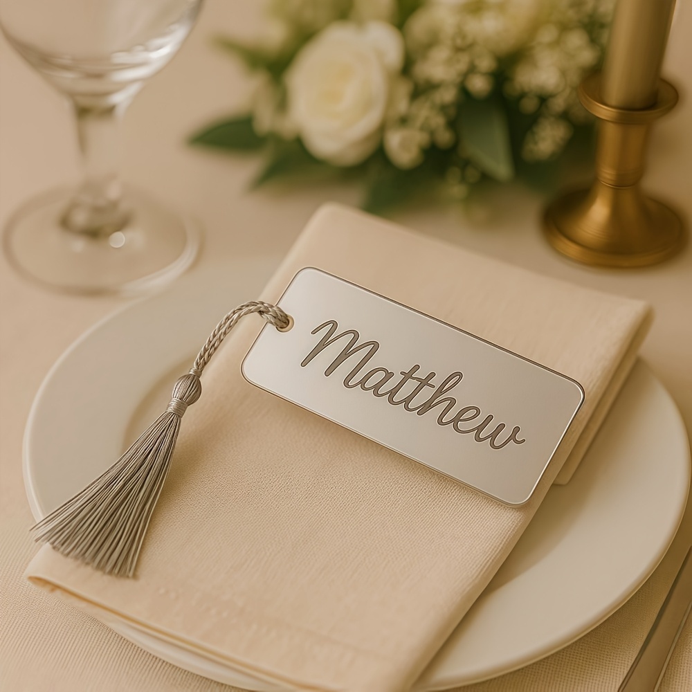  /60/100er pack personalisierte acryl-namensschilder - elegantes kursivschrift, gold & weiß design für hochzeiten, jubiläen, firmenevents, feiertagsdekoration – langlebige wiederverwendbare namensschilder