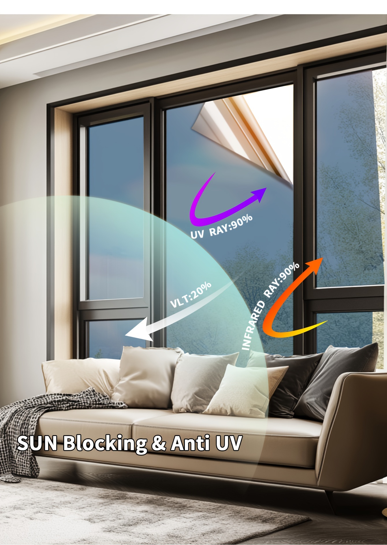 glass film sunshade sunscreen uv protection privacy window protector 1 roll   decoration   free electrostatic adsorption translucent heat insulation shading sunscreen for home bathroom door kitchen glass film glass sticker details 4