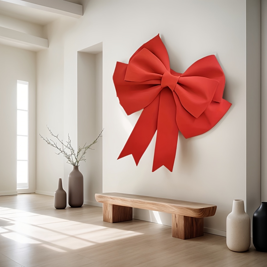 

1pc Red Bow Wall Decor, Eva Material, Hanging Accent For Weddings, Christmas, Valentine's, Graduations - No Power Or Batteries Required, Feather-free