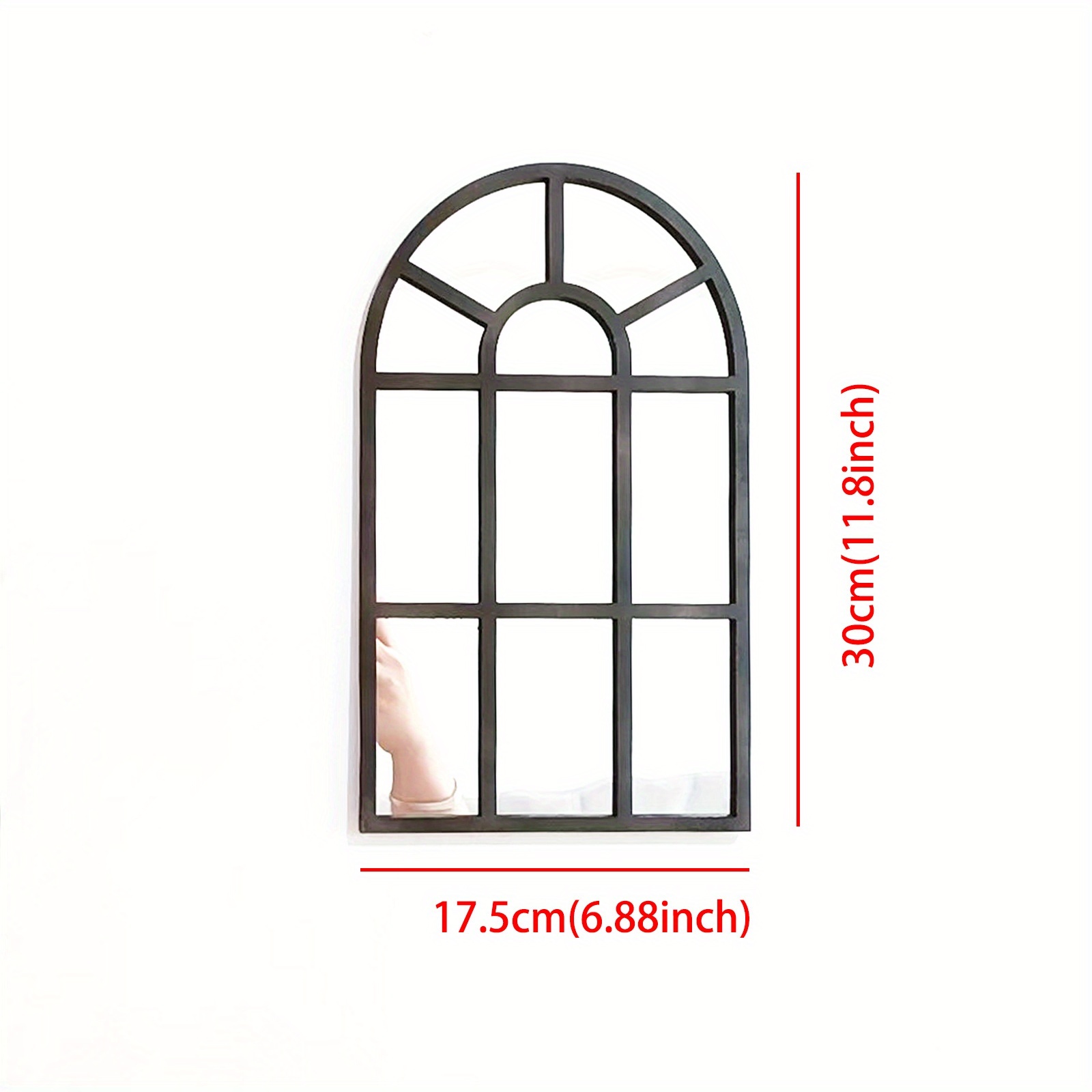 Acrylic Mirror Wooden Retro Arched Decorative Wall Mirror