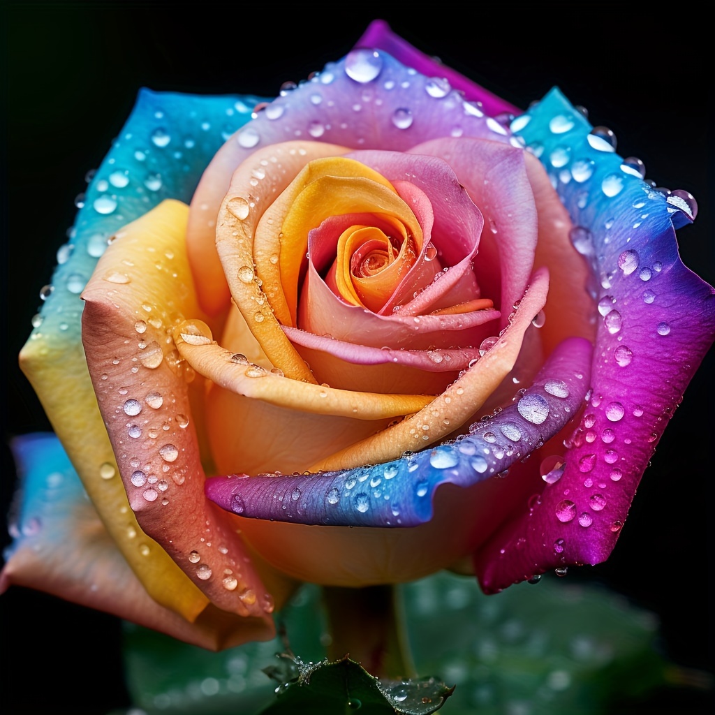 

Rainbow Rose Diamond Painting Kit - Round Acrylic Diamond Art Set For Home Decor