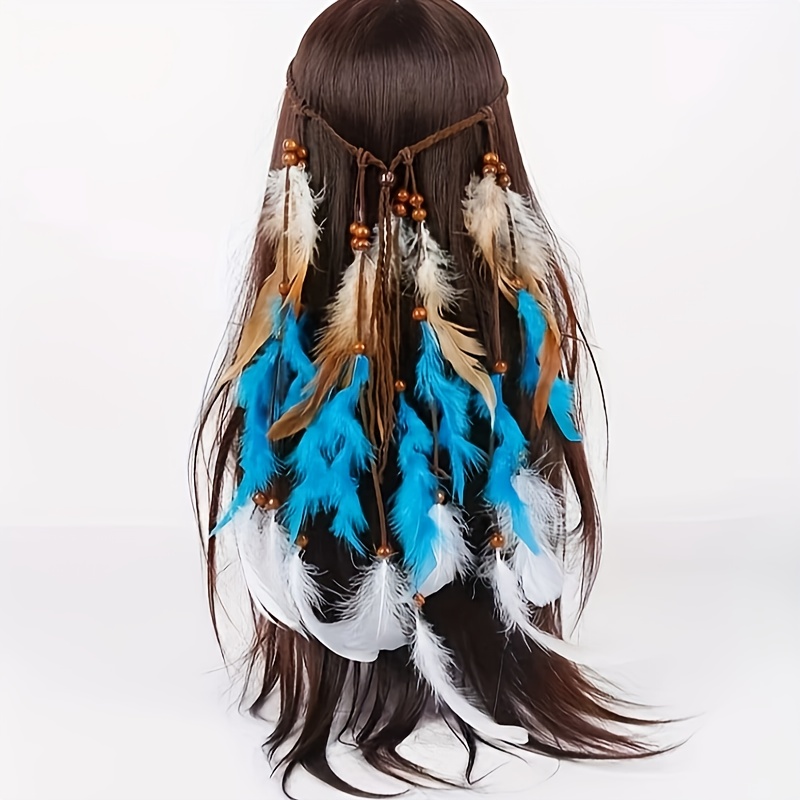 Image of Women's Bohemian Headband - Hand Washable, Lightweight Non Duck Feather With Drawstring , Perfect For Valentine's Day And Festival Occasions, Festive Headwear | Bohemian Style | Lightweight Headband