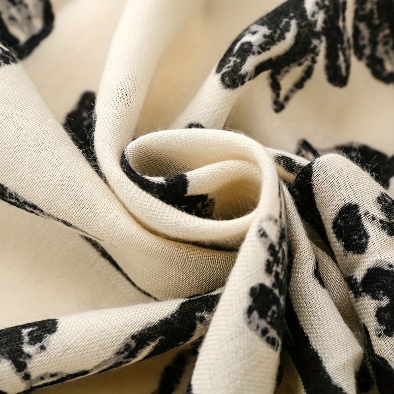 Women'S Vintage Ethnic Style Scarf Featuring Plant Floral Designs And Branches, Thick Shawl