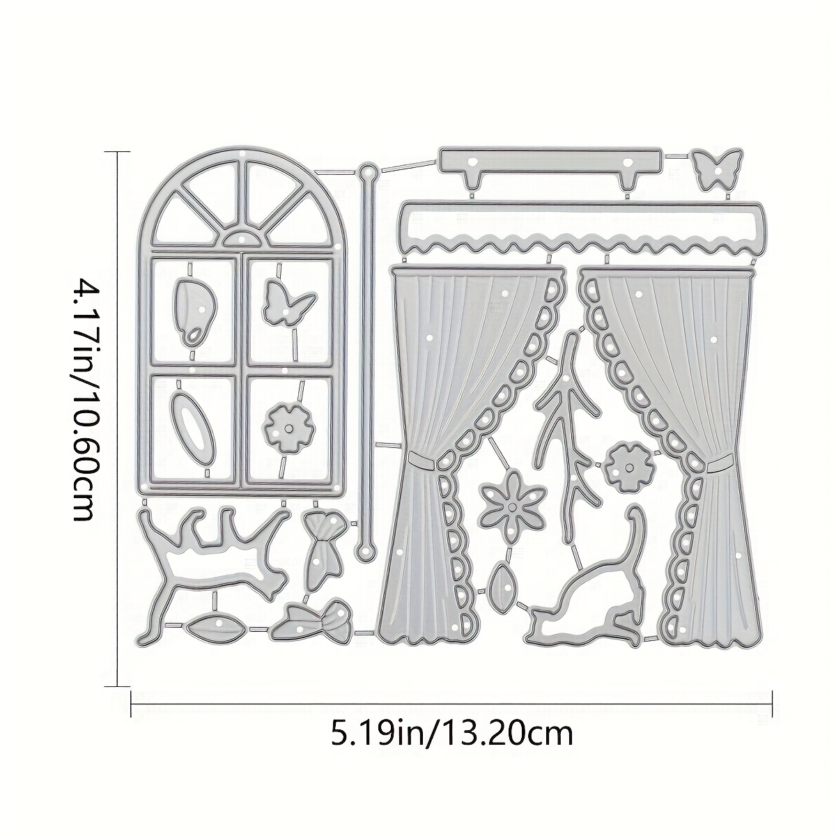 Image of Window And Curtain Cutting Dies For Paper Crafting, Embossing, Card Decoration, And Projects, Including Intricate Designs And High-quality Tools For Craft Lovers