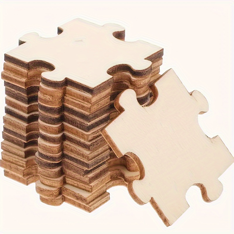 

50pcs, Wooden Building Blocks Puzzle Set, Diy Painting Graffiti Ornaments, Bulletin Board Decoration, Wedding Festival Party Decorations