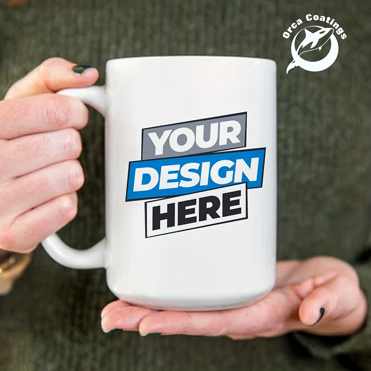 TEMU 15oz White Ceramic Mug With Custom Name/text/logo - Tea & Cup For Valentine's Day, Christmas Gifts, Corporate Branding - Bulk Orders Welcome For