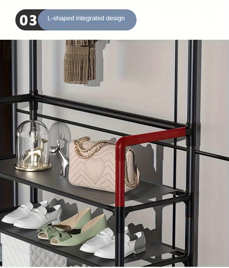 versatile entryway organizer   shoe rack with hooks ideal for clothes hats bags umbrellas     or classroom storage details 3