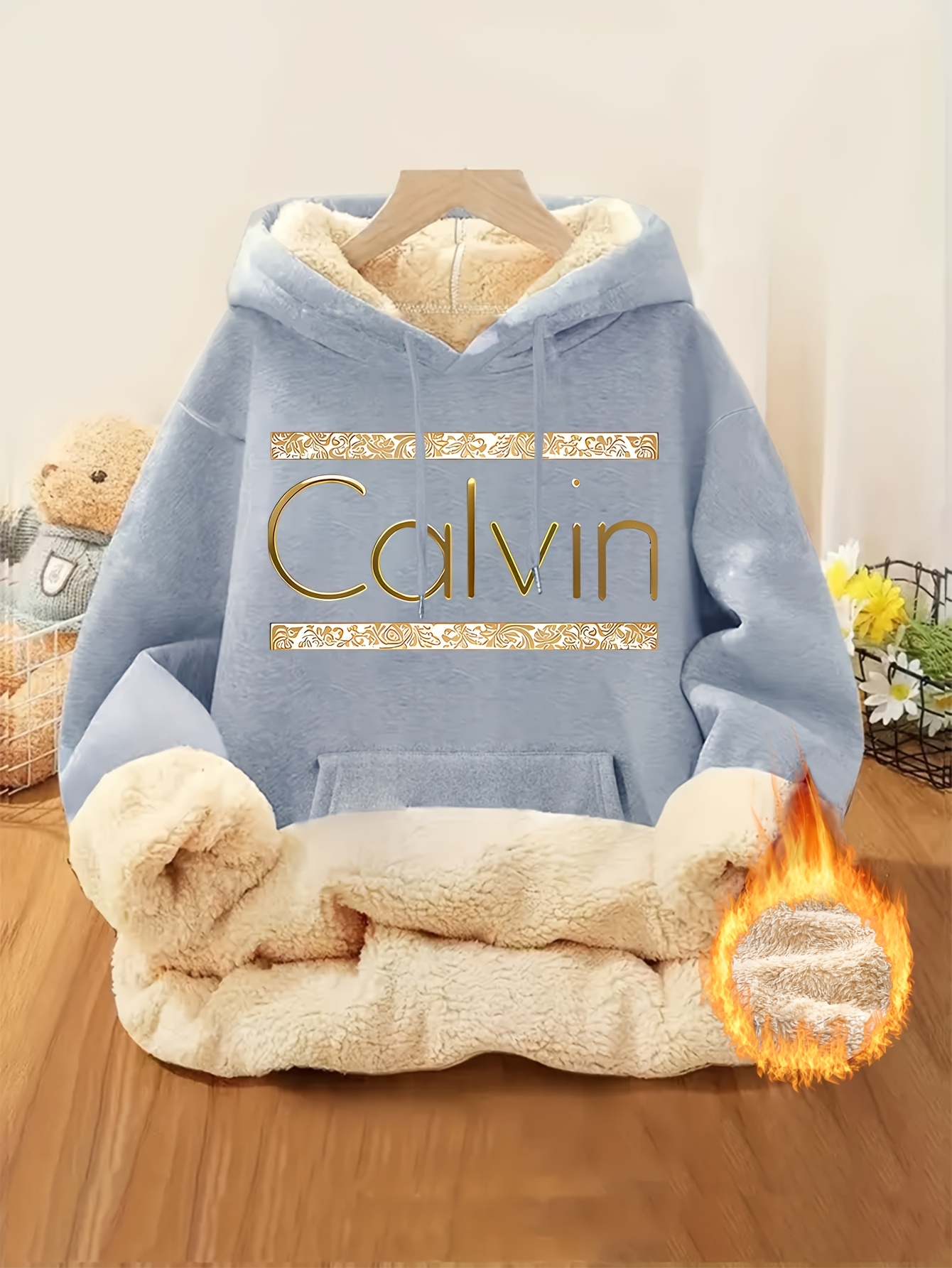 Fashionable Women'S Fleece Hoodie With Golden Letter Print | Casual Adjustable Drawstring, Suitable For Spring, Autumn, And Winter, Available In Sizes Xs-Xxl - Image 3