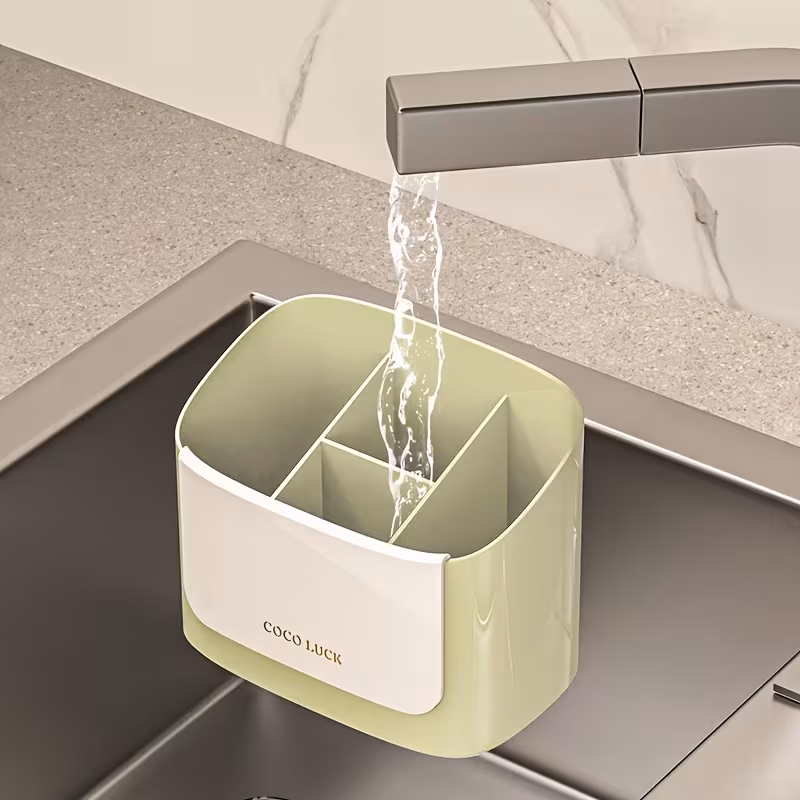 cutlery storage box with a drainage rack and dividers wall mounted without drilling suitable for storing chopsticks knives forks spoons and other utensils Product details 9