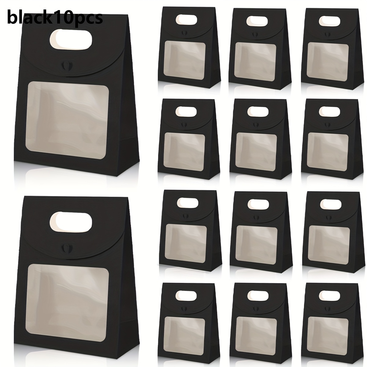 TEMU Gift For Her/him 10/20/30pcs Black And White -shaped Birthday Party Gift Boxes, Combo Set, With Heart-shaped Buckles And Transparent Window