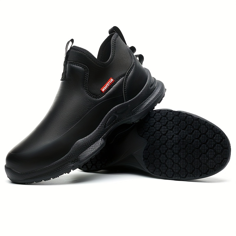 mens slip on chef shoes anti slip durable rubber sole ultra thick   traction   calf ankle support fabric lined   for kitchen outdoor commuting solid   kitchen shoes Product details 11