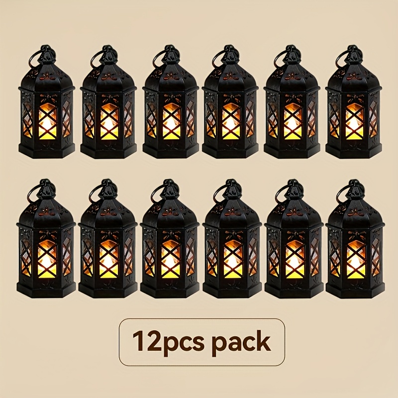TEMU 2/4/6/12pcs Halloween Christmas Decorative Hanging Lights, Mini European Lantern Led Electronic Candle Lamp, Hanging Decor Candle Light With 3 ,