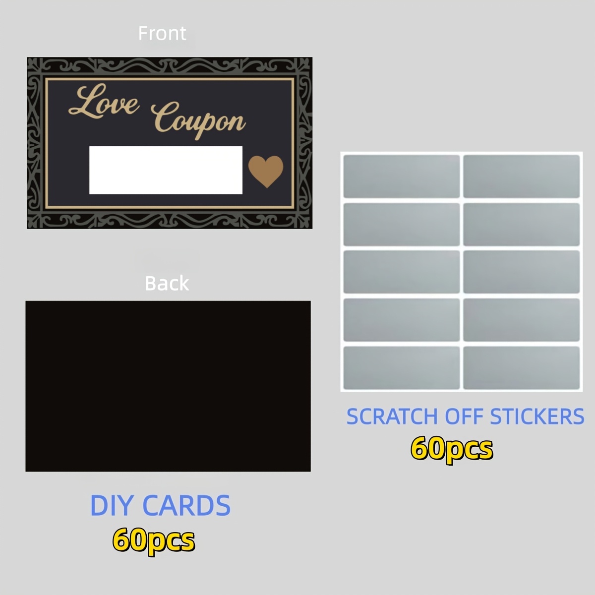 TEMU 30/60 tarjetas y pegatinas negras para rascar, tarjetas de regalo DIY para negocios, fiestas de , , cupones, vales de regalo, adecuadas para