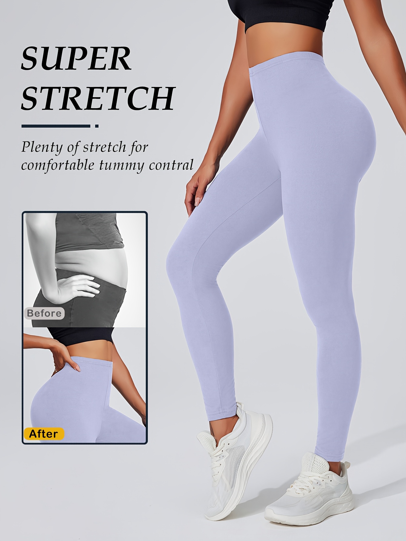 Women's High Elasticity Activewear Full-Length Leggings, Solid Color, Soft Knitted Fabric, Women Fitness Apparel Suitable For Autumn