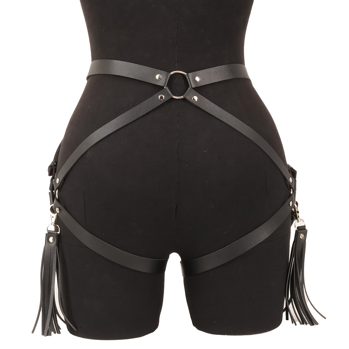 

Punk Y2k Pu Leather Harness Belt For Women - Sexy Gothic Style Thigh And Hip Straps With Rivet Details, Adjustable Buckles - Versatile Accessory For Beach, Party, And Casual Outings