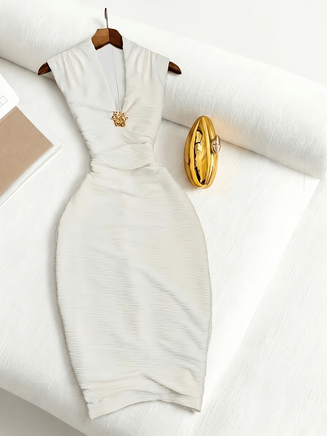 white and gold church dress Dorinda Clark Cole Church Dress 310171-Gold/White, Gold/White / 20W main image 0