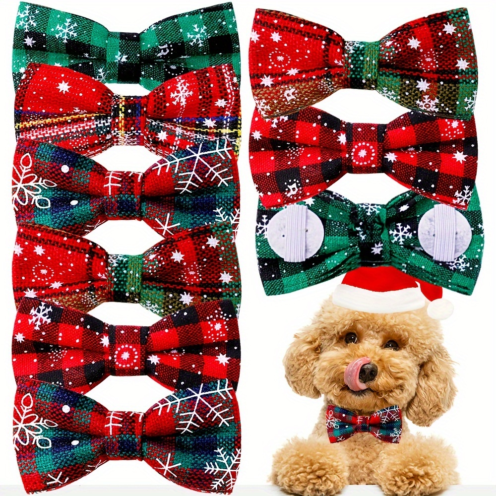 

3pcs Pet Bow Tie Christmas Grid Element Bow Tie Holiday Beauty Decoration