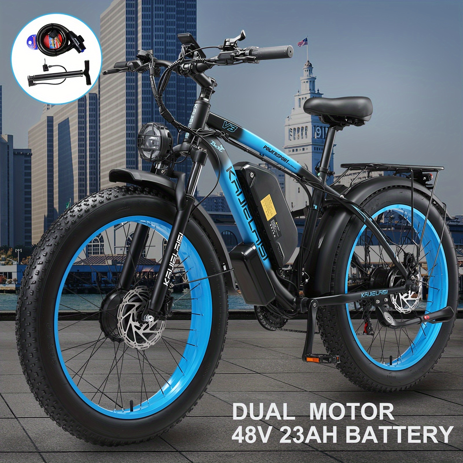 48v 23ah 1104wh Removable Battery 26 Fat Tire Electric Bike Temu