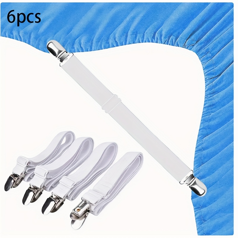 TEMU 2/6 piezas Clips Elásticos Ajustables para Sábanas - Antideslizantes, Fijación Multiusos para Sábanas y Mantelería, Material de Nylon, Lavar a