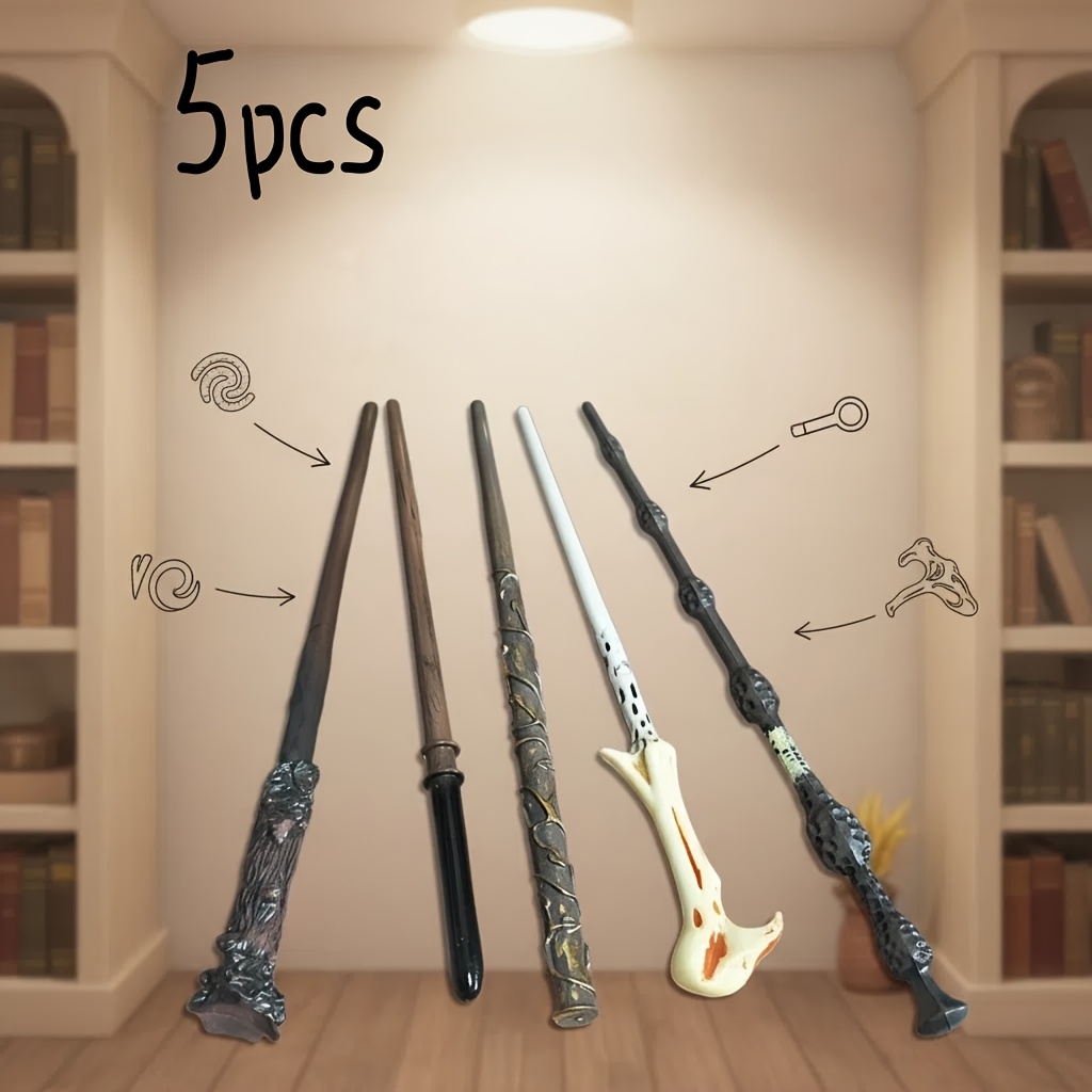 E-shop 5er-Pack WB Warner Bros. Harry Potter Serie Themen-Zauberstäbe, geeignet für Partys, Unterhaltung, Rollenspiele, Harry Potter Fan Sammlerstücke,