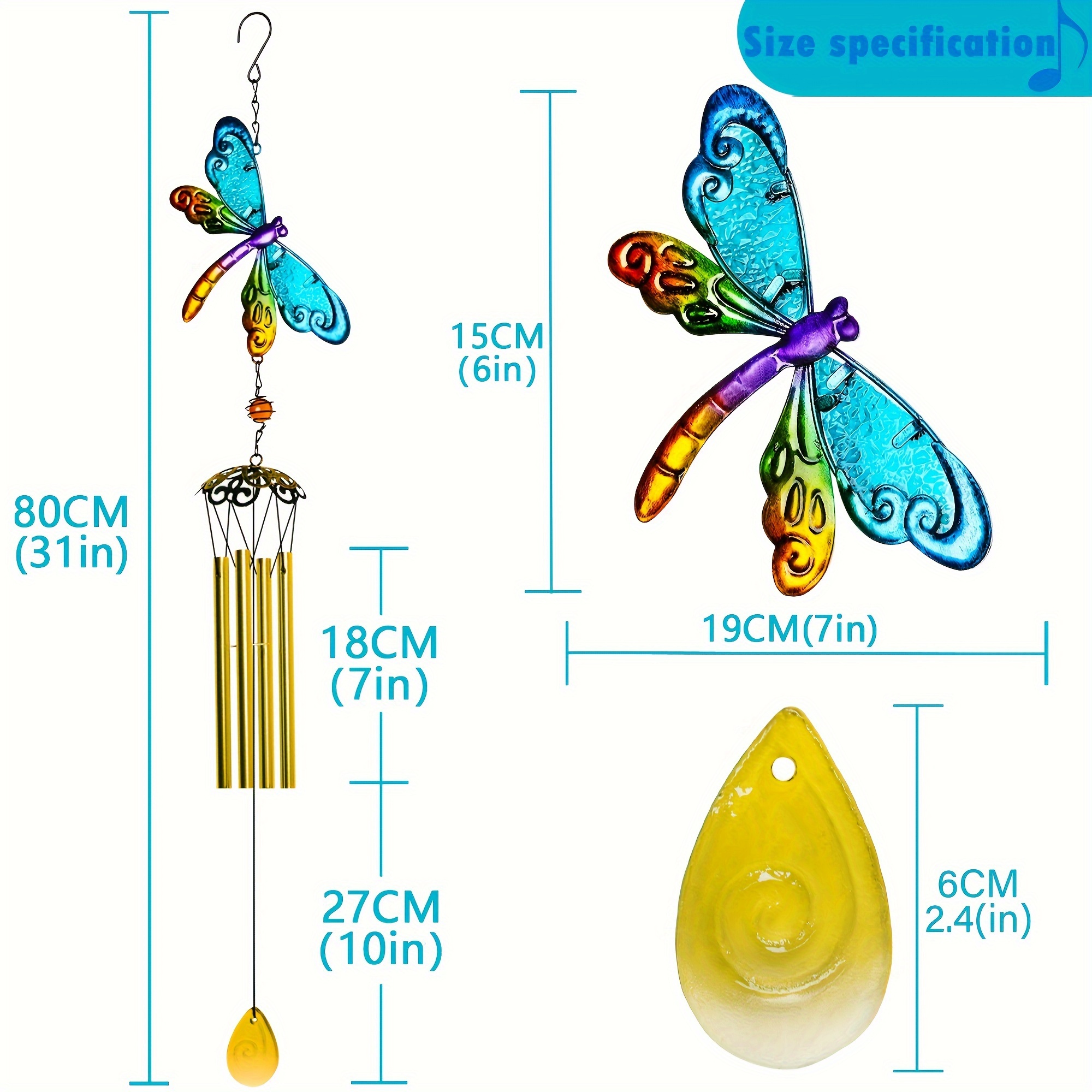 Dragonfly Wind Chimes Indoor Outdoor Metal Glass Music Wind - Temu